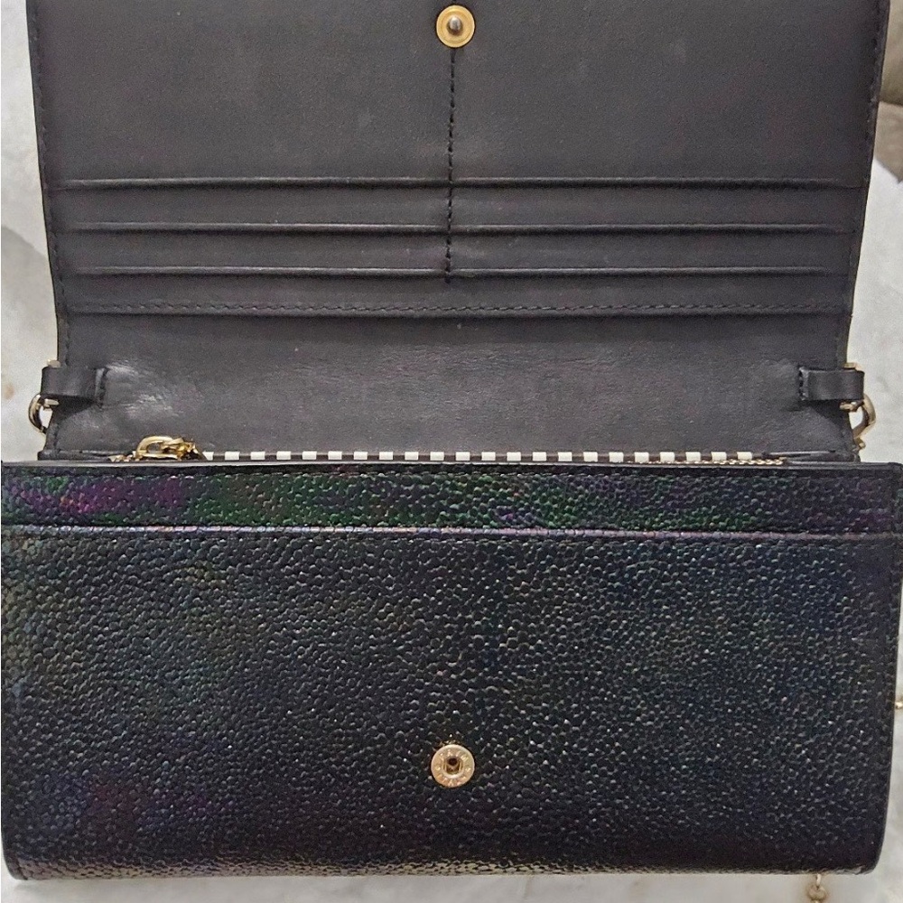 Henri Bendel Belmont Petrol Oil Slick Wallet On Chain - Picture 7 of 7